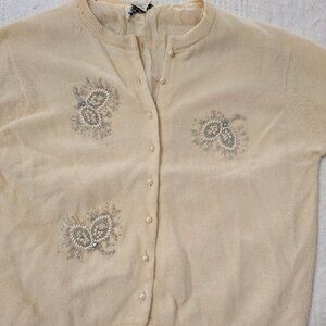 Vintage Helen Wong Beaded Sweater - Small